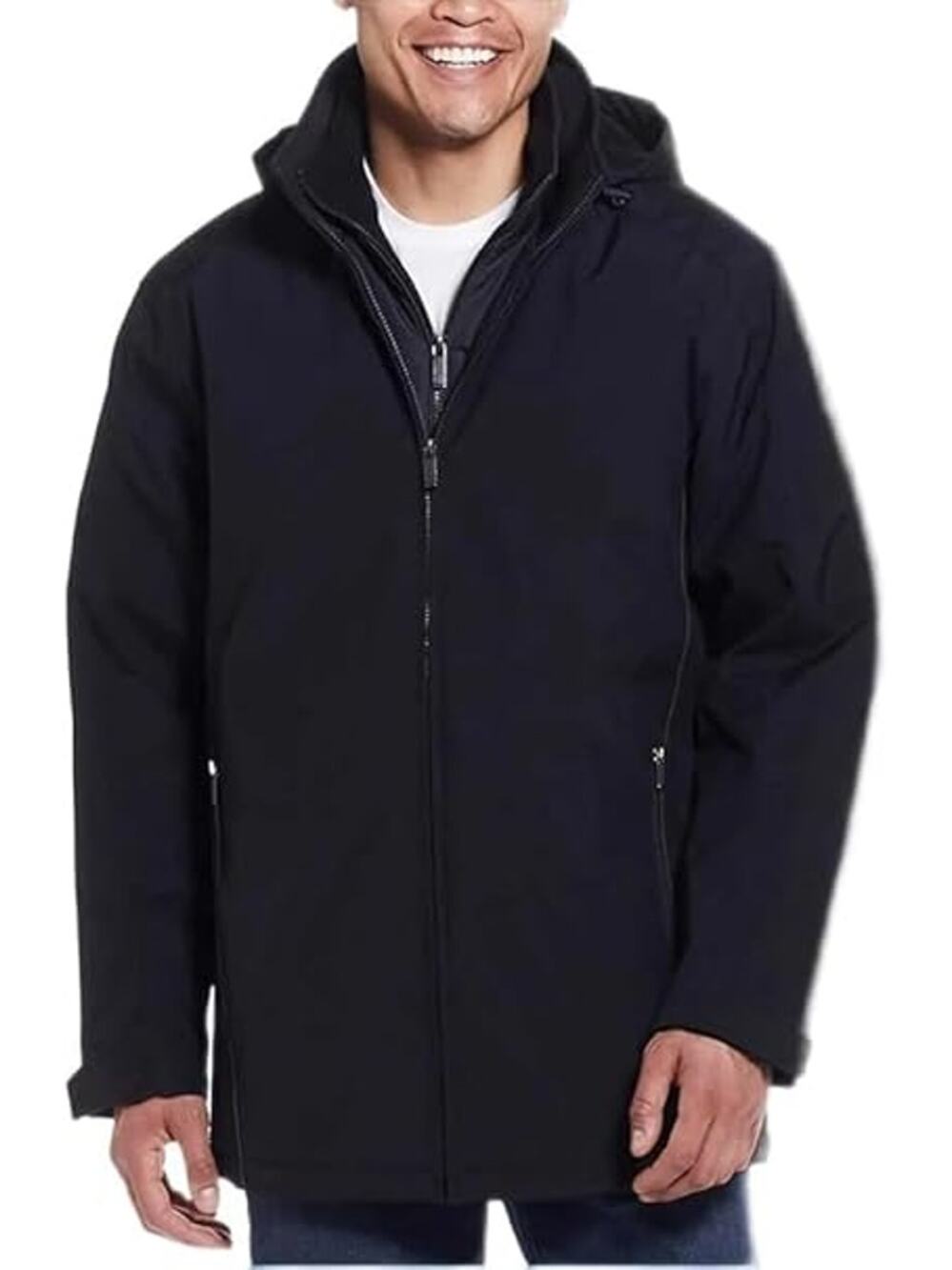 Weatherproof Black Ultra Tech Removable Fleece Lined Hooded Jacket mens Size XXL